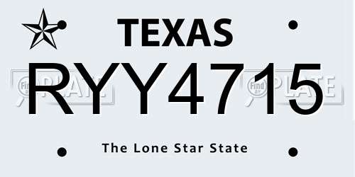 RYY4715 Texas License Plate