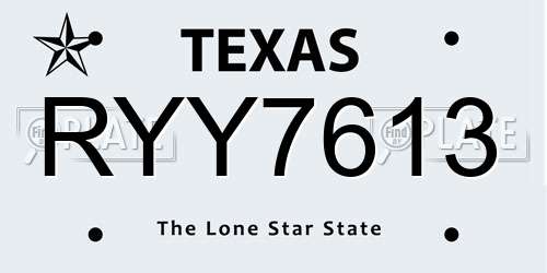 RYY7613 Texas License Plate