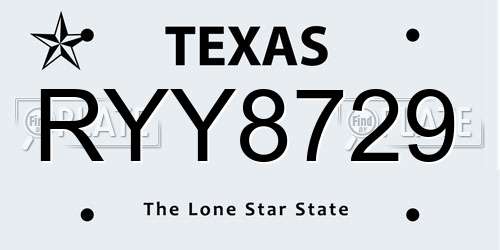 RYY8729 Texas License Plate