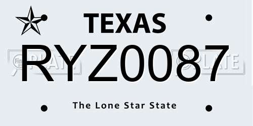 RYZ0087 Texas License Plate