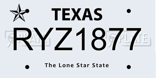 RYZ1877 Texas License Plate