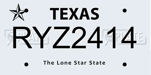 RYZ2414 Texas License Plate