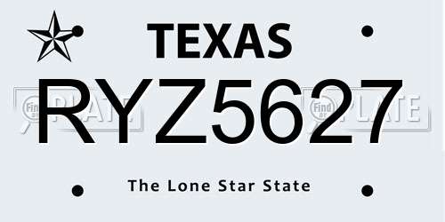 RYZ5627 Texas License Plate