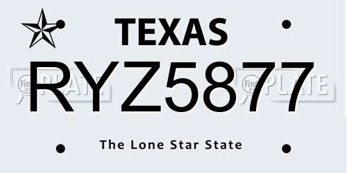 RYZ5877 Texas License Plate