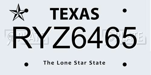 RYZ6465 Texas License Plate