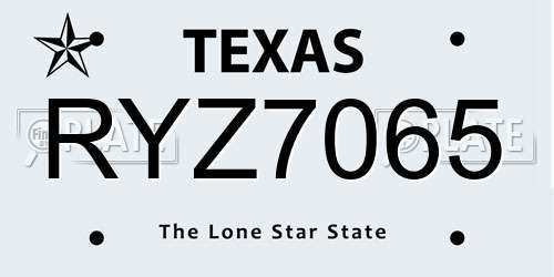 RYZ7065 Texas License Plate