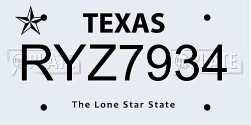 RYZ7934 Texas License Plate