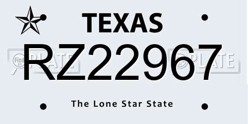 RZ22967 Texas License Plate