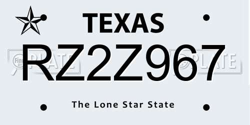 RZ2Z967 Texas License Plate