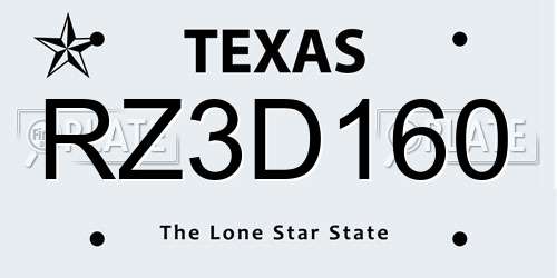 RZ3D160 Texas License Plate