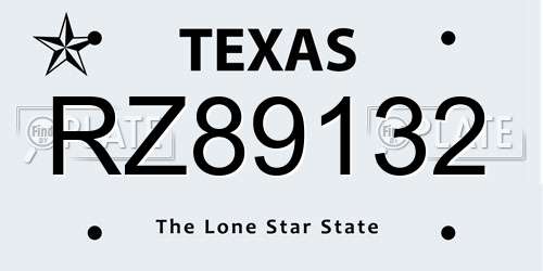 RZ89132 Texas License Plate