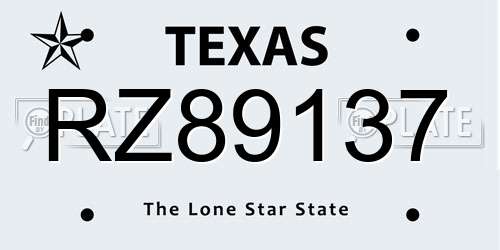 RZ89137 Texas License Plate