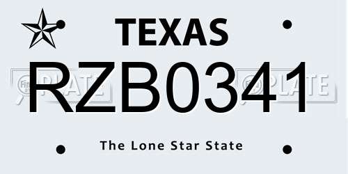 RZB0341 Texas License Plate
