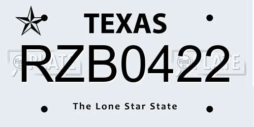 RZB0422 Texas License Plate
