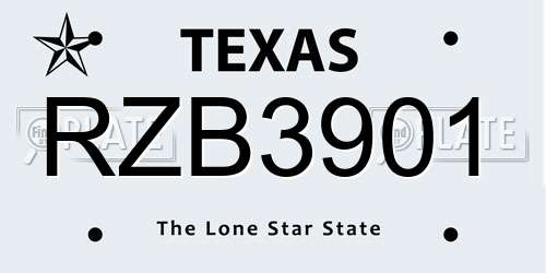 RZB3901 Texas License Plate