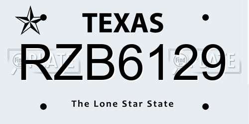 RZB6129 Texas License Plate