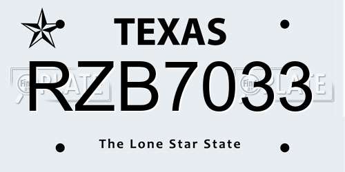RZB7033 Texas License Plate