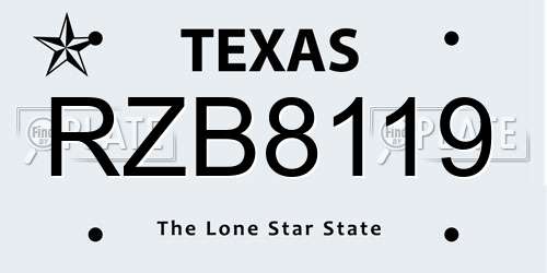 RZB8119 Texas License Plate