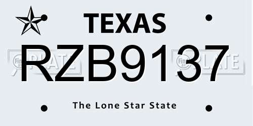 RZB9137 Texas License Plate