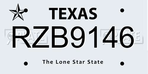 RZB9146 Texas License Plate