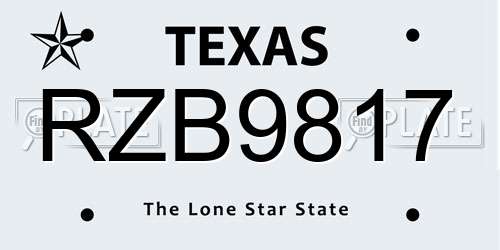 RZB9817 Texas License Plate