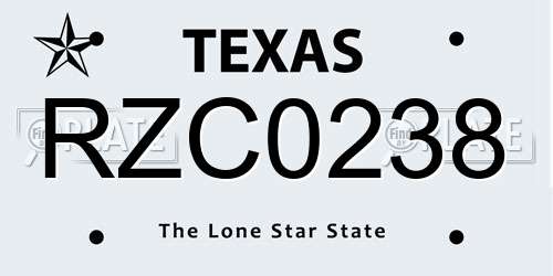 RZC0238 Texas License Plate