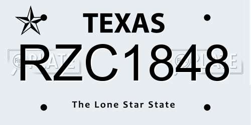 RZC1848 Texas License Plate