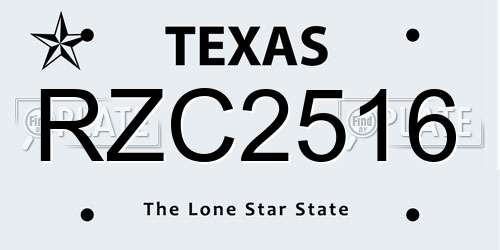 RZC2516 Texas License Plate