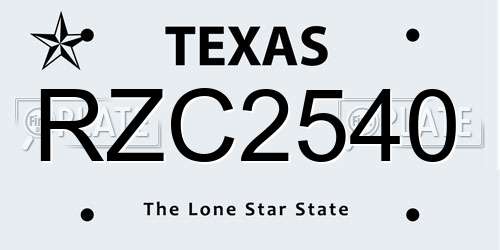 RZC2540 Texas License Plate