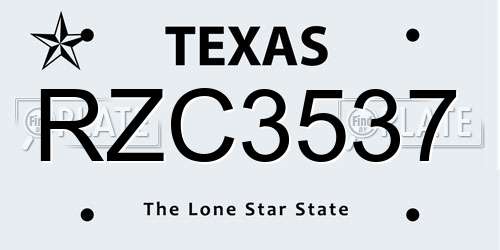 RZC3537 Texas License Plate