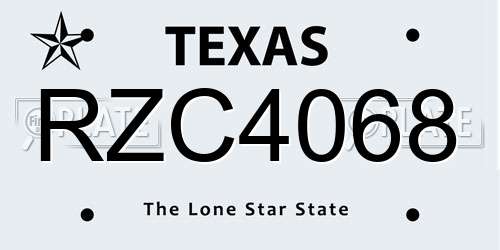 RZC4068 Texas License Plate