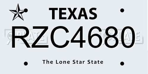 RZC4680 Texas License Plate