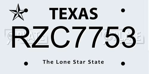 RZC7753 Texas License Plate