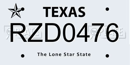 RZD0476 Texas License Plate