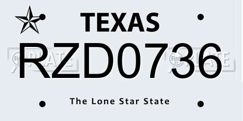 RZD0736 Texas License Plate