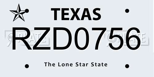 RZD0756 Texas License Plate
