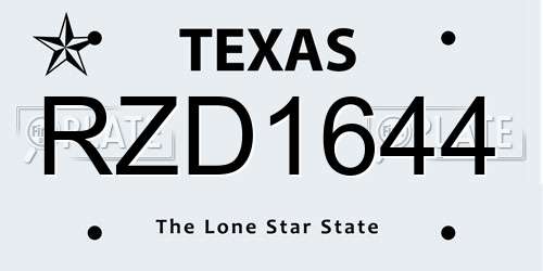 RZD1644 Texas License Plate