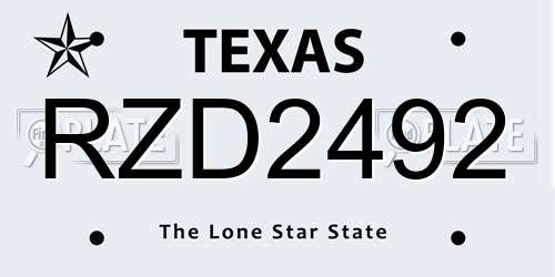 RZD2492 Texas License Plate