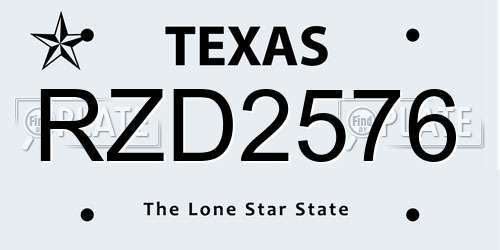 RZD2576 Texas License Plate