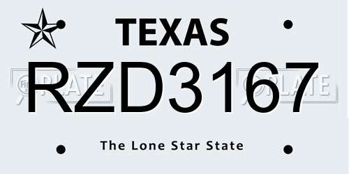 RZD3167 Texas License Plate