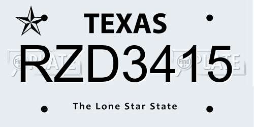 RZD3415 Texas License Plate