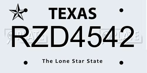 RZD4542 Texas License Plate