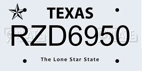 RZD6950 Texas License Plate