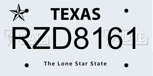 RZD8161 Texas License Plate