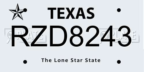 RZD8243 Texas License Plate