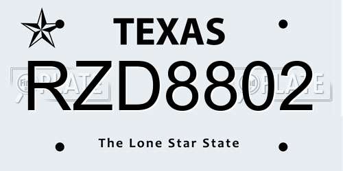 RZD8802 Texas License Plate