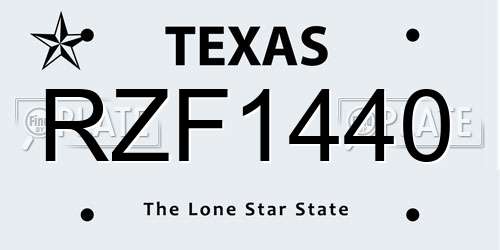 RZF1440 Texas License Plate