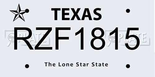 RZF1815 Texas License Plate