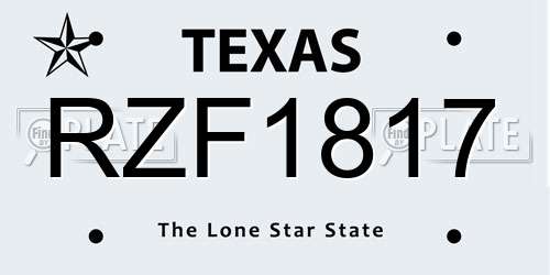 RZF1817 Texas License Plate