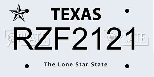 RZF2121 Texas License Plate